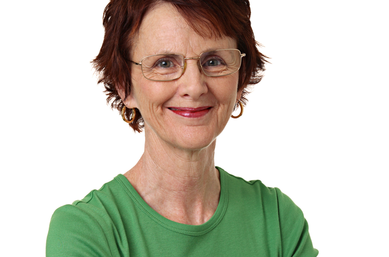 Smiling older woman with glasses