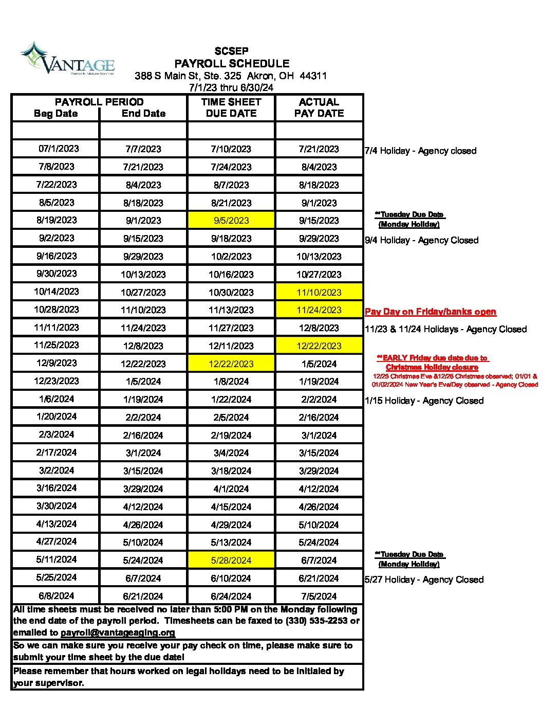 Payroll Schedule Scsep 2023-2024 